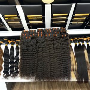 Venta al por mayor de alta calidad 15A Grado Extensiones de cabello Remy Paquetes de cabello humano indio dibujado doble en estilo de onda de agua - Product Image 3
