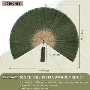 Ventilateur mural extra large en feuilles de palmier tissées à la main |   Décoration suspendue en osier bohème de 40 pouces |   Art tropical surdimensionné de style ferme - Product Image 2