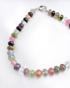 Pulsera de cuentas lisas de turmalina multicolor de 6 mm a 7 mm, piedra preciosa natural para la elaboración de joyería fina - Product Image 2