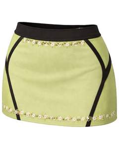 Ensemble jupe deux pièces vert clair personnalisé pour femme, haut court sans manches, mini-jupe taille haute avec bordure florale, tenue d'été extensible et tendance - Product Image 5