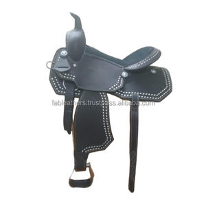 Selle de cheval de course Western Barrel en cuir véritable magnifiquement fabriquée à la main pour l'équitation de course avec jeu de pointes - Product Image 2
