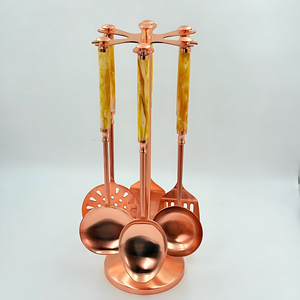High Quality <b>Copper</b> Finish Stainless Steel Kitchenware Set With Set Of 6 With Resin <b>Handle</b> Use For Kitchen In Low Price In India - Product Image 2