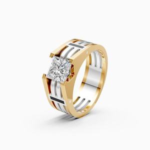 Bague unique en moissanite taille princesse 4 mm bicolore avec argent 925 pour homme, cadeau idéal pour anniversaire, fête, ou comme breloque. - Product Image 1