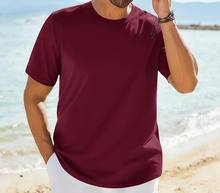 เสื้อยืดผู้ชายไซส์ใหญ่ สีน้ำเงินล้วน แขนสั้น ผ้าโพลีเอสเตอร์/คอตตอน คอกลม สไตล์ลำลอง ผ้าถัก ระบายอากาศได้ดี เป็นมิตรกับสิ่งแวดล้อม แห้งเร็ว ไม่มีลาย - Product Image 2