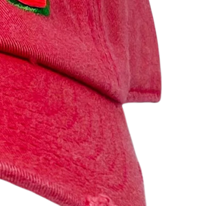 Gorra de Béisbol Ajustable de Algodón Lavado Estilo Vintage con Letra Bordada Verde y Efecto Desgastado Rosa Intenso AKA, Moda Casual - Product Image 3