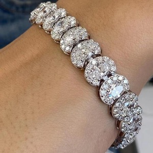 925 Sterling Silver Lab Grown Diamond Cuban Link <b>Bracelet</b> E Color VVS Iced Out Luxury <b>Adjustable</b> Women's Jewelry - Product Image 1