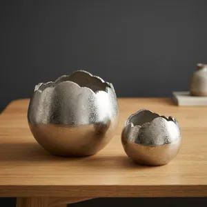 Jardinières décoratives en aluminium, pots de fleurs modernes en métal à bord festonné, pour intérieur et extérieur, décoration de jardin et de maison - Product Image 4