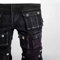 Nouveau Jean OEM d'été respirant à boutons, coupe droite personnalisée, en denim extensible perlé, style Rick, coupe slim et empilée, modèle crayon