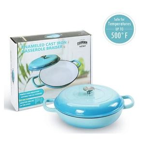 Heavy Duty 3.8 Quart in ghisa brasatore in porcellana smaltata pentola da cucina con doppio manico e coperchio per padella - Product Image 6