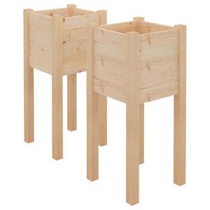 Ensemble de 2 jardinières en bois de pin massif 12,2 po x 12,2 po x 27,6 po pour pots de fleurs et jardinières - Product Image 2