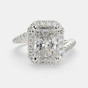 18K White Gold Radiant Cut Lab Grown Diamond Halo Engagement <b>Ring</b> IGI Certified Luxury Bridal Fine Jewelry Wholesale Manufac - Product Image 1