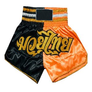 Martial Arts Wear MMA <b>Shorts</b> <b>Black</b> Orange Glitter Print Front Logo Regular Fit <b>Men</b> Adult Sports Apparel - Product Image 1