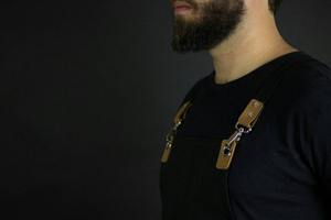 Delantal Industrial Duradero de Lona y Cuero con Cremallera, Ajustable, con Tirantes Cruzados, para Chef, Barista, Barbero, Carpintero, Taller, Modelo LCA-0086 - Product Image 5