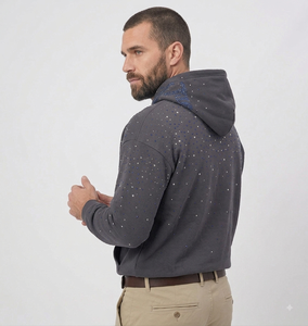 Sweat-shirt à capuche gris foncé pour homme en molleton écologique, imprimé à pois en strass, coupe oversize, poches kangourou, 100% coton - Product Image 2