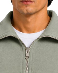 Sage Green <b>Men</b> Oversized Quarter Zip Sweatshirt <b>Pullover</b> Fleece Cotton Polyester Casual Winter Sweatshirt With Stand Collar - Product Image 5