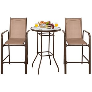 Outdoor Patio <b>Bar</b> <b>Table</b> <b>Stool</b> Set of 3 Pieces for Garden Use - Product Image 5