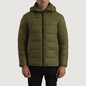 Blouson d'hiver matelassé coupe-vent pour homme de haute qualité, à capuche, col montant, respirant, avec logo personnalisable sur le devant, 100 % personnalisable - Product Image 3
