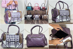 Bolso de Hombro Cruzado de Cuero Genuino con Diseño a Cuadros y Pelo de Vaca, Estilo Retro Vintage, para Mujer - Colección Expo Marzo 2026 - Product Image 3