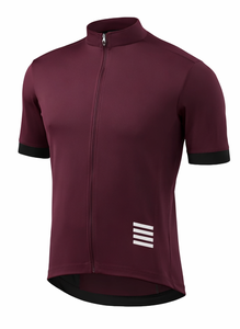 Maillot de cyclisme pour homme, manches courtes, couleur bordeaux, respirant, fermeture éclair sur le devant, design sportif, vêtement d'été, couleur unie, poches arrière - Product Image 5