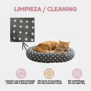 Cama Redonda para Mascotas Yommy, para Perros y Gatos, Suave, Cálida y Esponjosa con Diseño de Puntos para Amigos Pequeños - Product Image 5