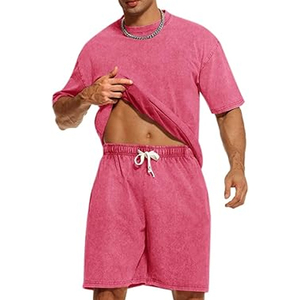 Men Vintage Washed T Shirt Shorts <b>Set</b> Summer Casual 2 Piece Outfit Loose Fit Cotton Streetwear Matching <b>Set</b> - Product Image 3