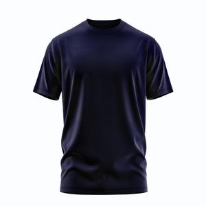 T-shirt décontracté pour homme en coton noir à manches courtes, col rond, coupe classique, couleur unie, tricot jersey, style uni teint - Product Image 2