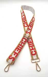 Chiefs Beaded Purse Strap Gold Stripe Adjustable Bag Strap Game Day Gift For Her <b>Camera</b> Strap - Product Image 1
