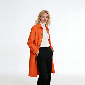 OFERTA ESPECIAL en TEMU 2026 Camisa Naranja Oversize con Botones, Transpirable, para Mujer, Primavera, Verano, Otoño, Paseos Urbanos - Product Image 1