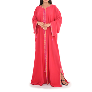 Plain Color Arabic Jalabiya <b>for</b> Women Modest <b>Long</b> <b>Dress</b> Breathable Fabric Traditional Middle East Outfit - Product Image 2