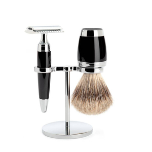 Set de Afeitado de 3 Piezas de Acero Inoxidable para Hombre con Soporte para Maquinilla de Afeitar y Brocha, Color y Logotipo Personalizados, Alta Calidad, Ligero y Duradero - Product Image 1