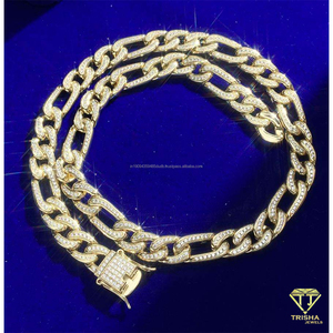 Collier chaîne gourmette cubaine en argent sterling 925 avec diamants de laboratoire et détails givrés pour hommes, style Hip Hop, vente en gros de bijoux - Product Image 2