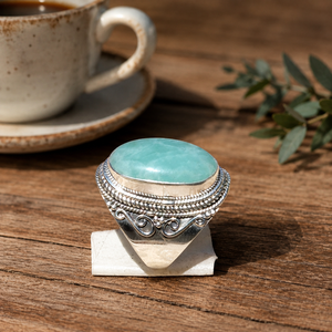 Natural Amazonite Gemstone <b>Ring</b> 925 Sterling <b>Silver</b> Handmade Vintage Boho Statement <b>Ring</b> Women Jewelry Gift <b>for</b> Unisex <b>Men</b> Her - Product Image 2