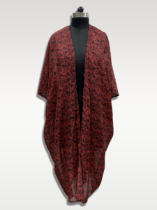 Robe longue en mousseline à imprimé floral, col en V, manches trois quarts, ourlet asymétrique, style décontracté d'été - Product Image 1