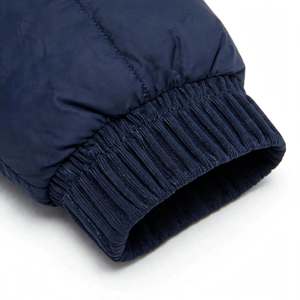 Blouson bomber unisexe bleu marine épais coupe-vent en coton matelassé à col montant brodé zippé décontracté printemps - Product Image 4