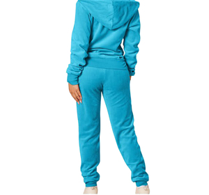 Casual Solid Color With Logo Unisex Hooded Women's Tracksuit Set 2 in 1 <b>Lightweight</b> Full Sleeve Pullover Jogging Set - Product Image 3