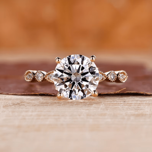 แหวนหมั้นเพชรทรงกลมทันสมัย ประดับมิลเกรน ตัวเรือนเงินแท้ 925 ชุบทองคำขาว/ทองคำเหลือง/ทองคำชมพู ของขวัญวันครบรอบแต่งงาน - Product Image 1