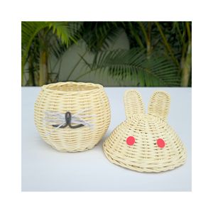 Hien Luong 25DVHL01 Cesta Decorativa de Ratán Blanco Hecha a Mano con Tapa en Forma de Animal, Calidad de Exportación, para Decoración del Hogar, Vietnam - Product Image 4