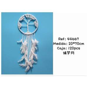 Acchiappasogni con Design Albero 20x70cm, Decorazione da Parete con Piume Bianche - Product Image 3