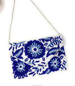 Multicolor Geometric Embroidery Evening Stylish Beaded <b>Wedding</b> Bridal Designer Custom Luxury Fashion <b>Clutch</b> Fold Chain Strap - Product Image 2