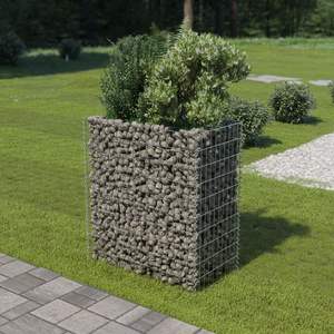 Jardinière surélevée en gabion en acier galvanisé argenté 35,4x19,7x39,4 pouces – Pots et jardinières - Product Image 1
