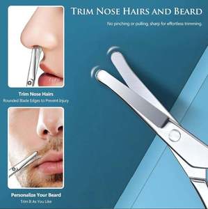 Lot de 2 ciseaux de toilettage des poils du visage pour hommes et femmes, ciseaux courbés et tranchants en acier inoxydable pour barbe et moustache - Product Image 1