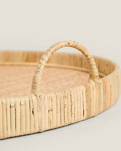Premium Natur-Rattan-Serviertablett mit vertikalen Stäben und ergonomischen Griffen für Hotelbedarf - Product Image 3