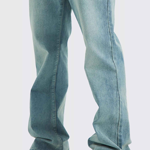 Jean en denim ample et droit pour homme, style streetwear, 100 % coton respirant, coupe décontractée, imperméable, couleur délavée vintage, OEM - Product Image 4