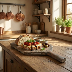 ถาดไม้โบราณทำด้วยมือพร้อมที่จับเครื่องครัวตกแต่งอย่างยั่งยืนเป็นมิตรกับสิ่งแวดล้อมสำหรับเสิร์ฟอาหารหรือขนม - Product Image 6