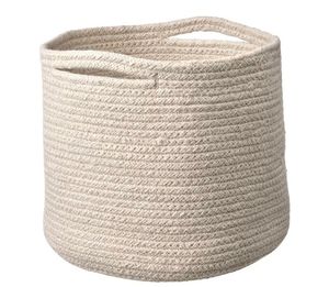 Panier de rangement rond en corde de coton avec couvercle, design rustique écologique pour l'organisation des articles divers, couleur grise - Product Image 5