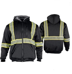 Wholesale Men's High Visibility Safety Reflective Sweatshirt <b>Wool</b> Fleece Zipper Jacket Hoodie Customizable Safety Vest with Logo - Product Image 3