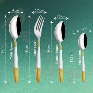 Ensemble de couverts contemporains écologiques et durables en acier inoxydable - Qualité supérieure, résistant au lave-vaisselle, durable pour la maison - Product Image 2