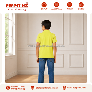 Camiseta Polo Amarilla de Manga Corta para Niños Puppetnx de la Mejor Calidad, Mezcla de Poliéster/Algodón, Uniformes Escolares - Product Image 3