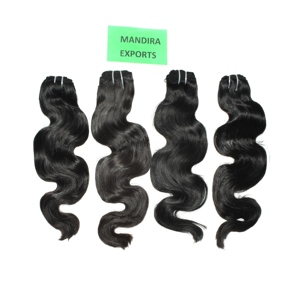 Mèches de cheveux humains Remy indiens bruts de luxe, noir naturel, vierges, ondulées, coupe droite, 100g - Product Image 2
