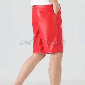 กางเกงขาสั้นหนังแท้ 100% สำหรับผู้ชาย ผลิตตามแบบ OEM ราคาขายส่ง ราคาถูก รับสั่งทำ กางเกงขาสั้นหนังย้อมสีพื้นสำหรับขาย - Product Image 3